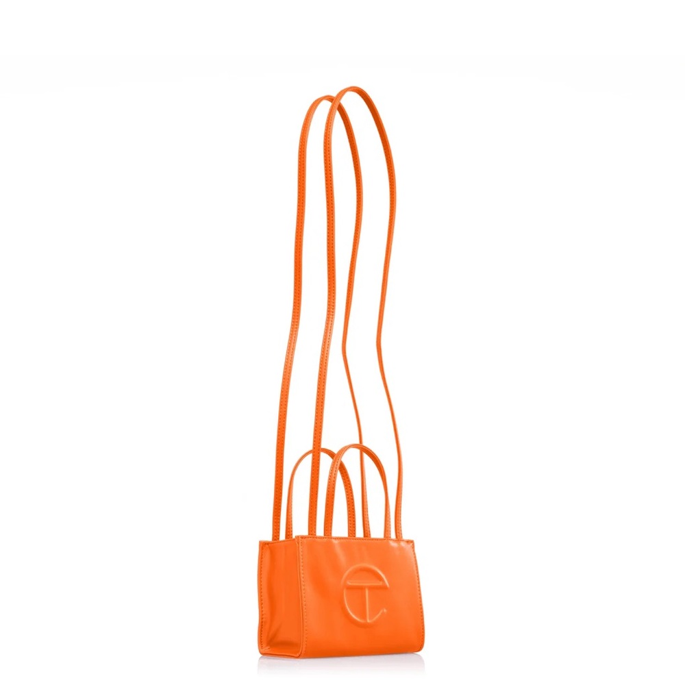 Orange Telfar mini shopper bag